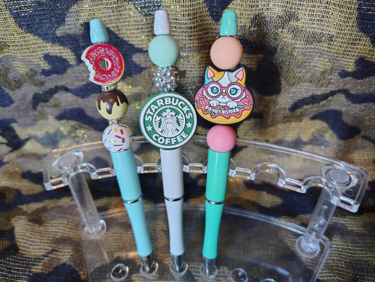 Coffee & donuts beaded pens